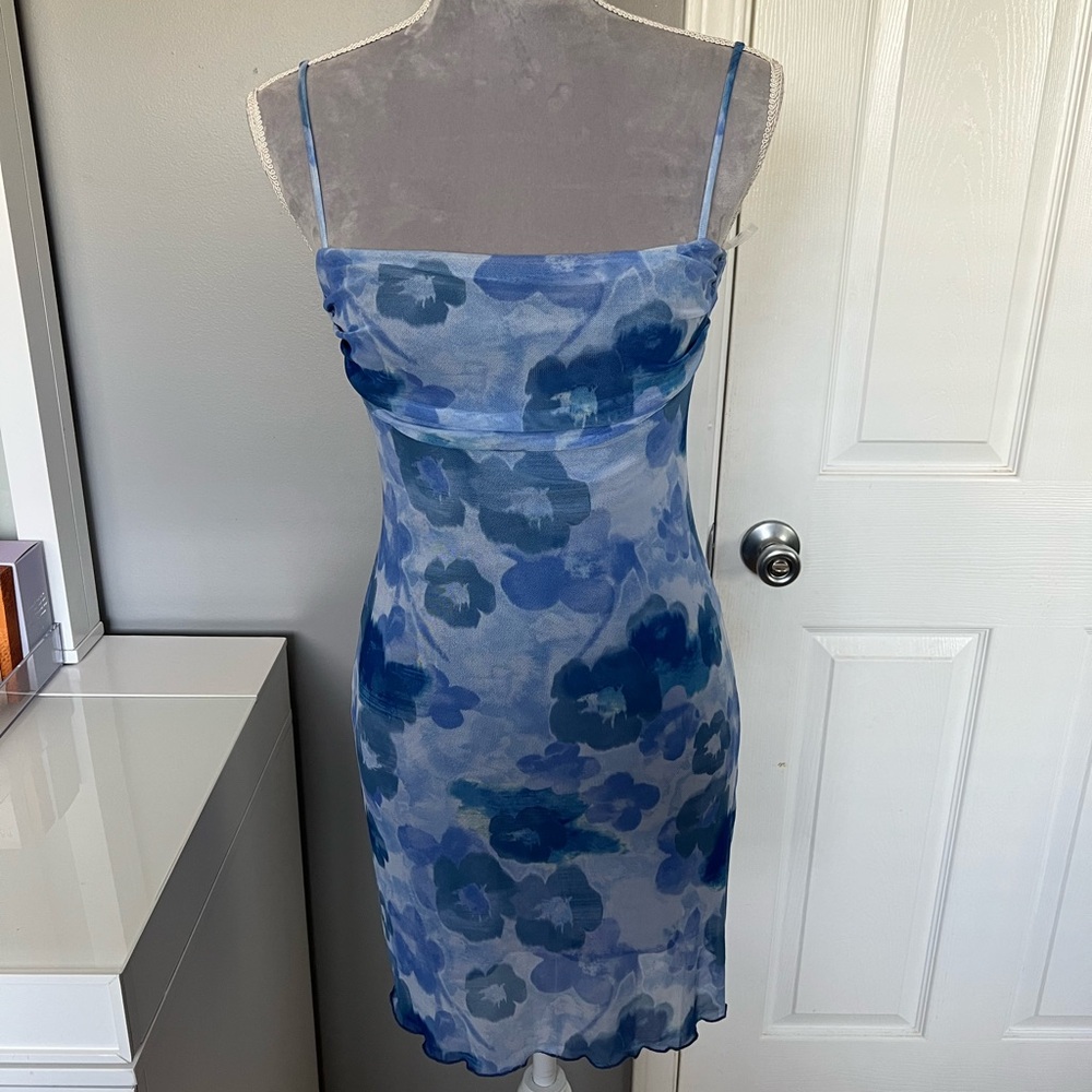 Blue Floral Midi Dress